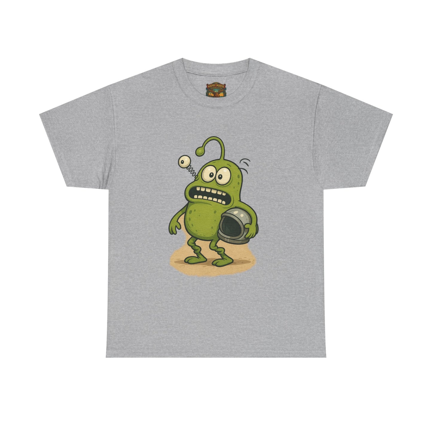 Green Alien Cartoon Tee | Funny Space Monster Illustration