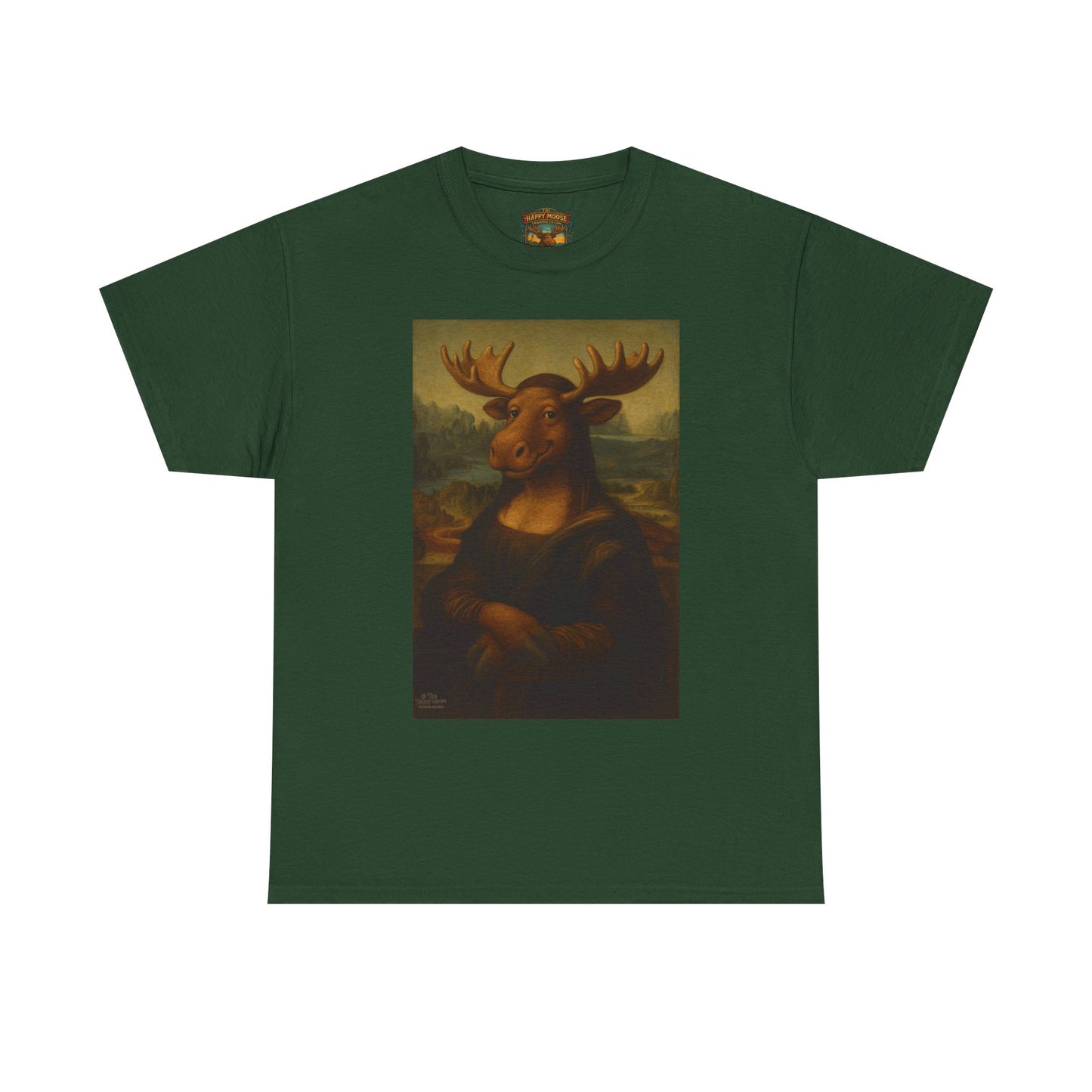 Mona Moose Tee — Funny Renaissance Moose Portrait T‑Shirt