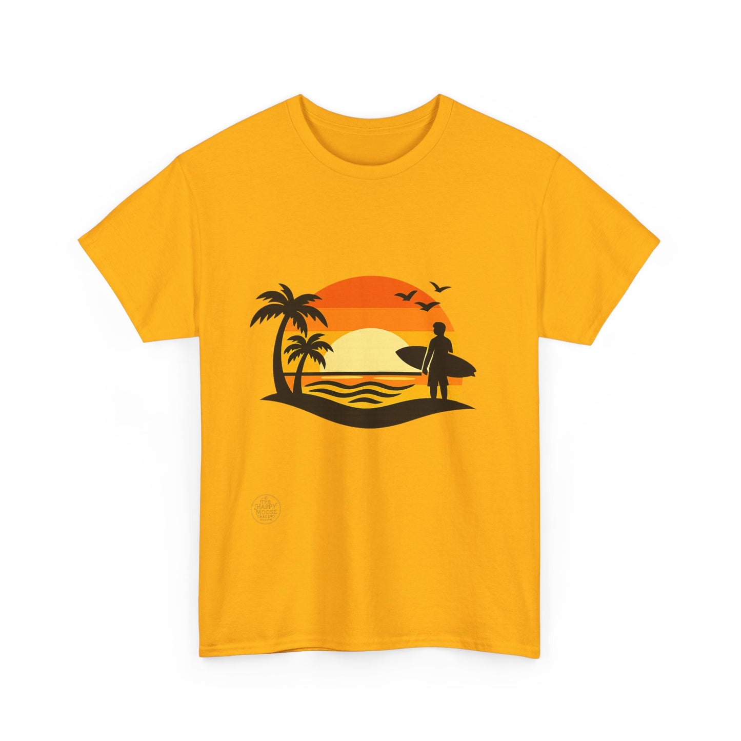 Surf Sunset T-Shirt — Retro Palm Tree Beach Tee