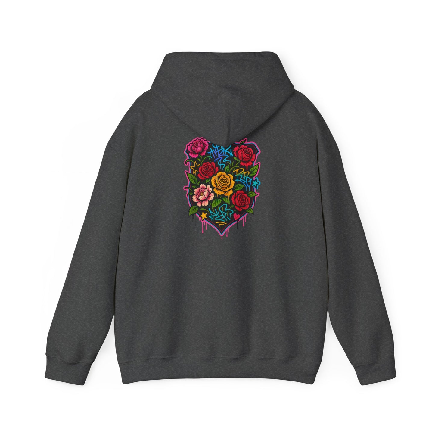 Floral Crest Hoodie – Colorful Roses Shield Graphic Hooded Sweatshirt