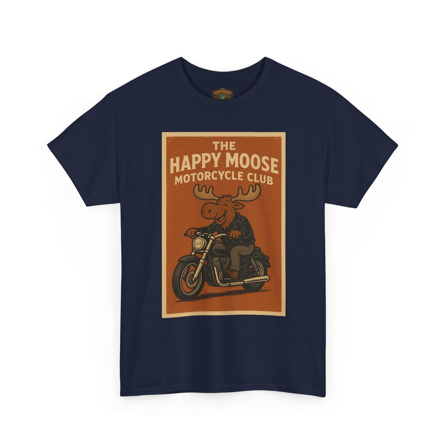 Happy Moose Motorcycle Club T-Shirt | Moose Biker Graphic
