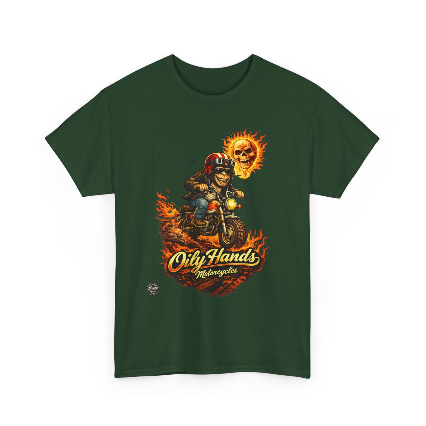 Oily Hands Biker Skull Motorcycle Tee — “Oily Hands” Vintage Ride T-Shirt #002 E