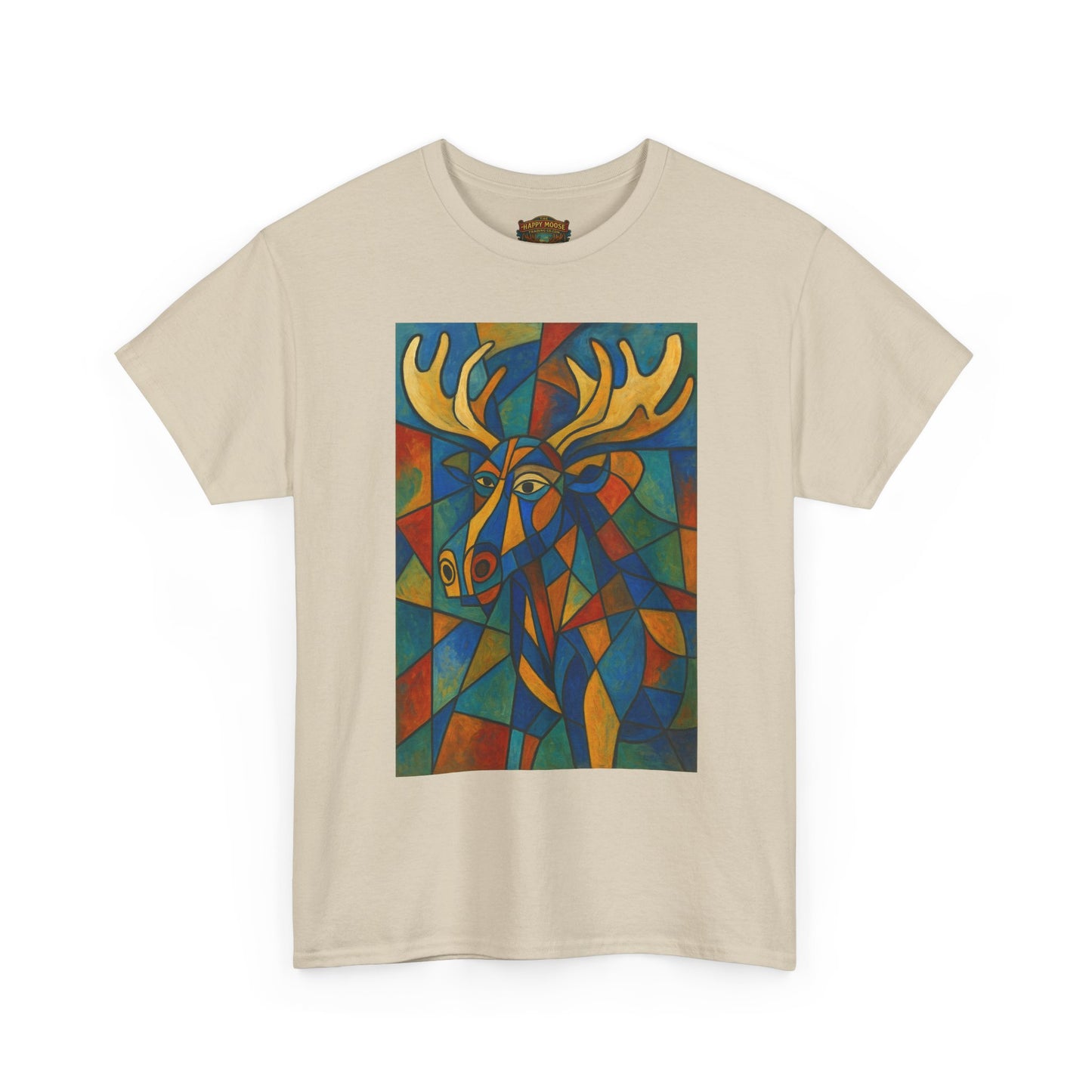 Picasso Moose T‑Shirt — Colorful Geometric Woodland Art Tee