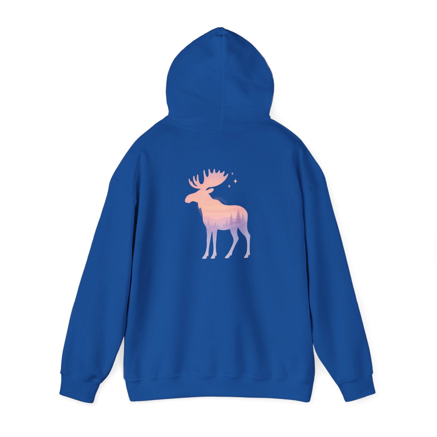 Moose Sunset Hoodie — Pastel Gradient Elk Graphic Pullover