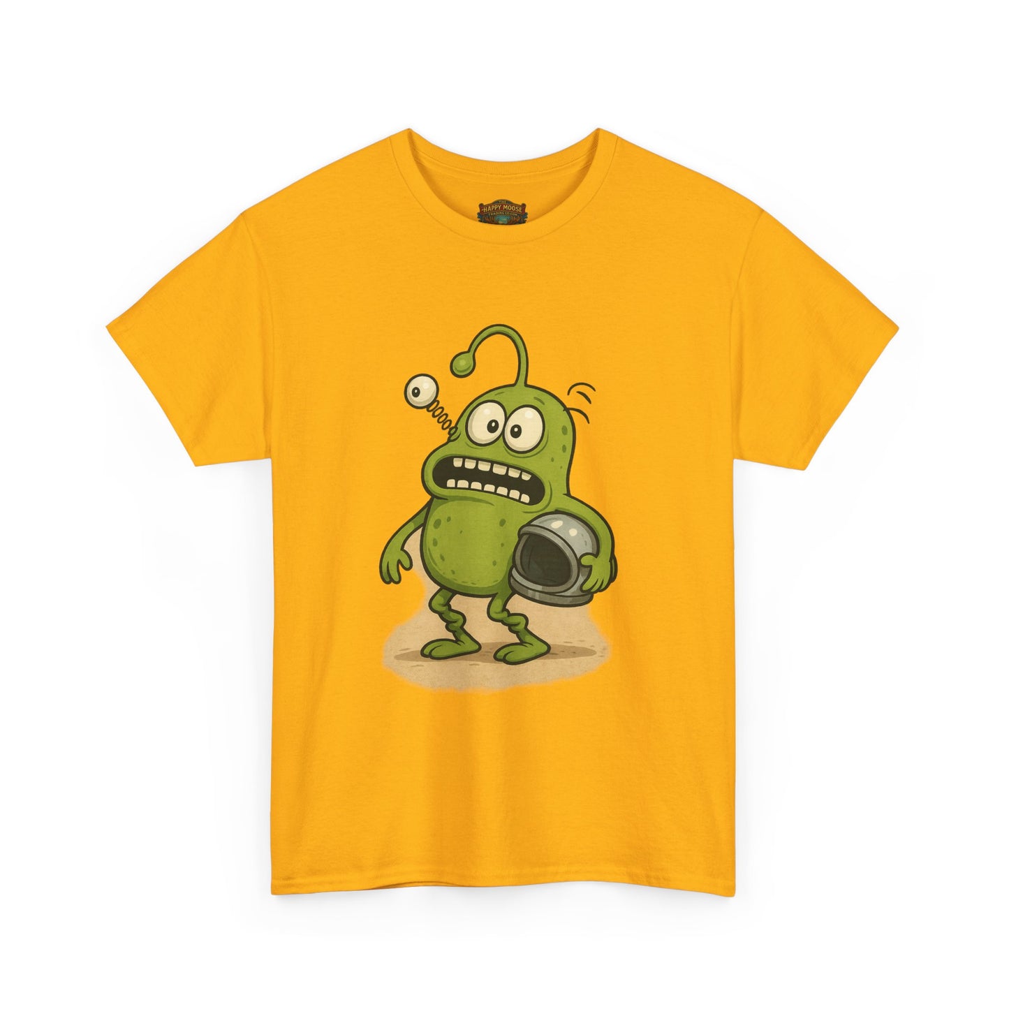 Green Alien Cartoon Tee | Funny Space Monster Illustration