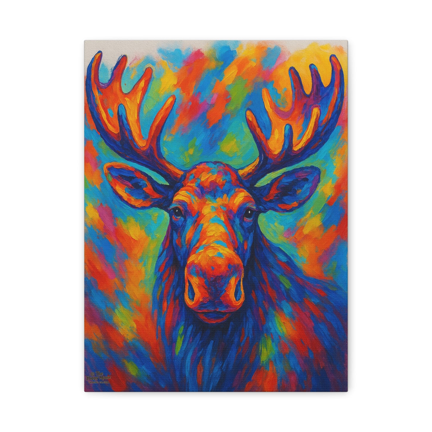 Colorful Moose Canvas Print — Vibrant Stretched Wall Art