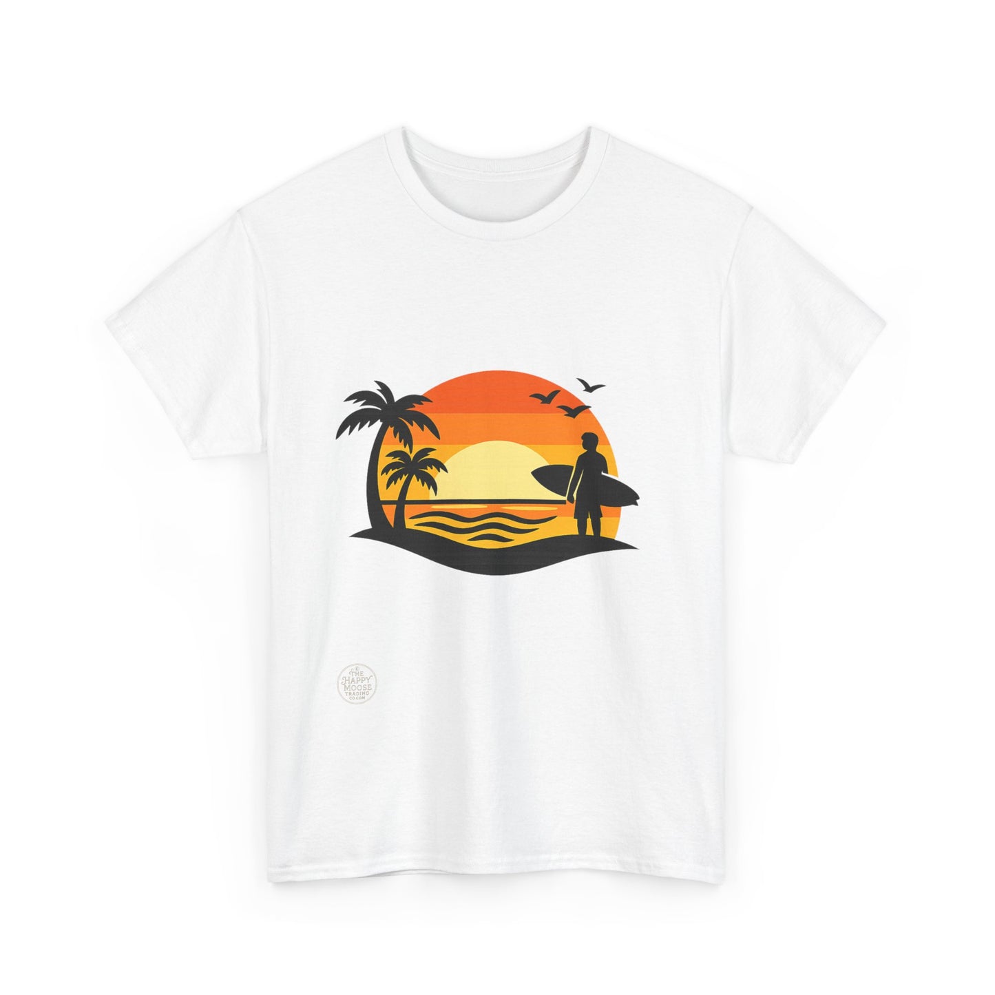 Surf Sunset T-Shirt — Retro Palm Tree Beach Tee