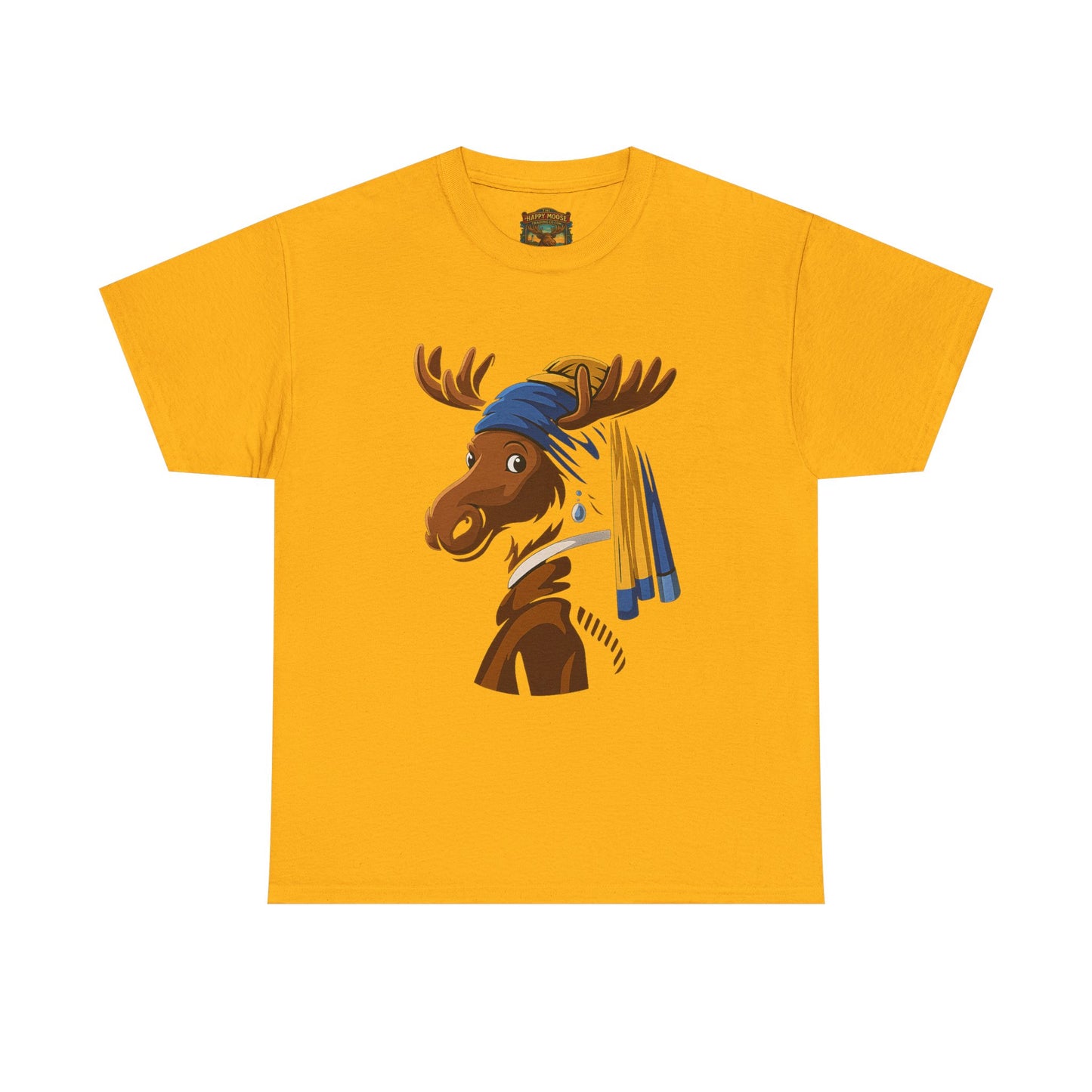 The Moose With The Pearl Earring Graphic Tee — Playful Moose with Headwrap T-Shirt