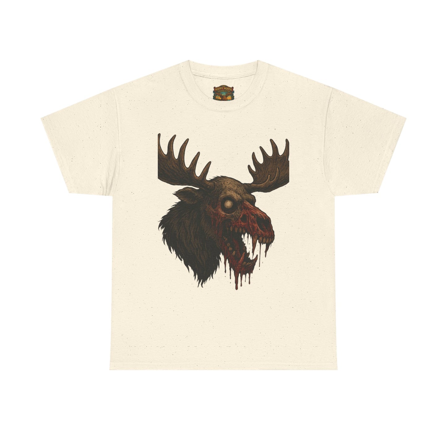 Horror Moose Skull Tee — Creepy Dripping Monster Head Graphic T-Shirt