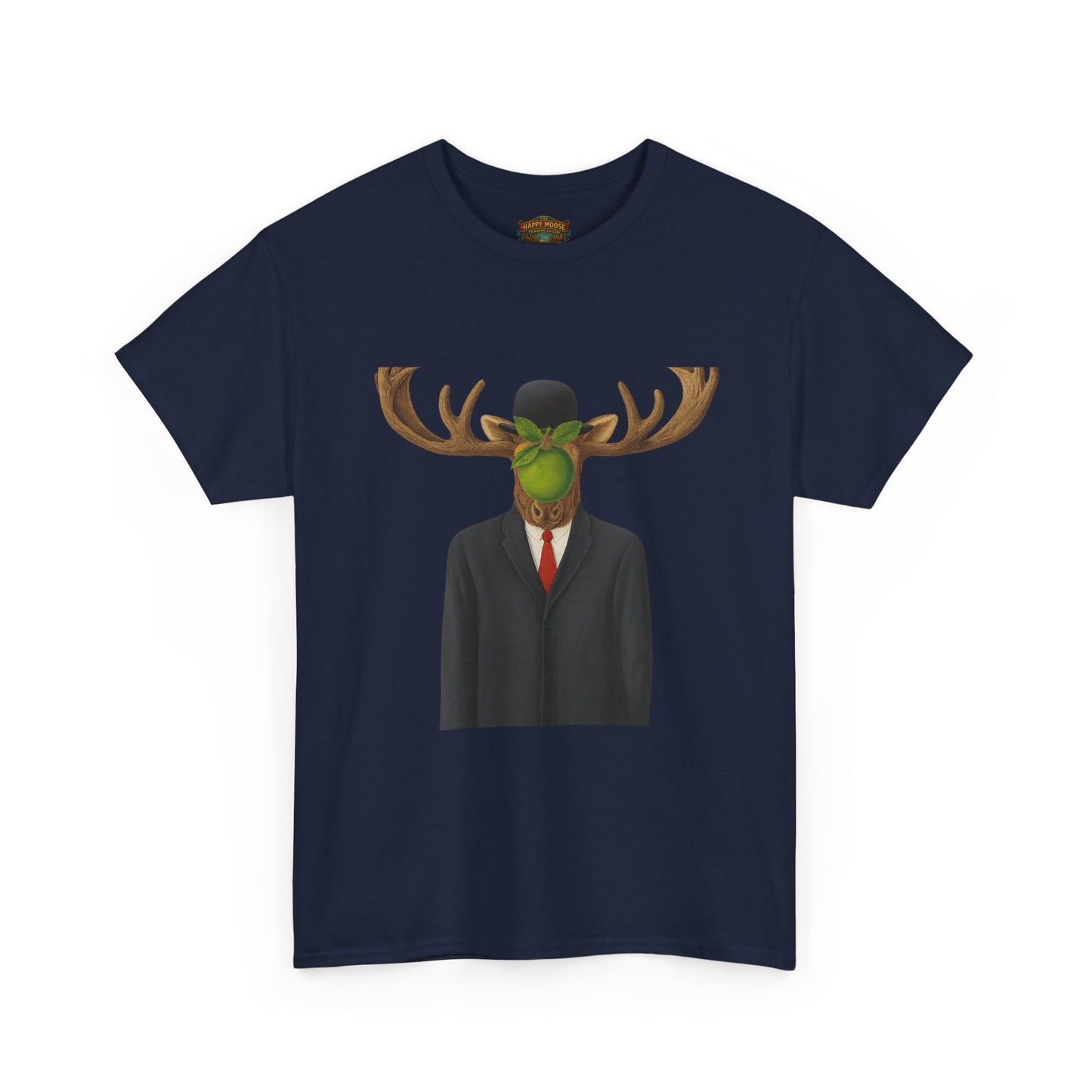Surreal Moose Head Suit T‑Shirt — 'Man with Antlers' Artistic Graphic Tee