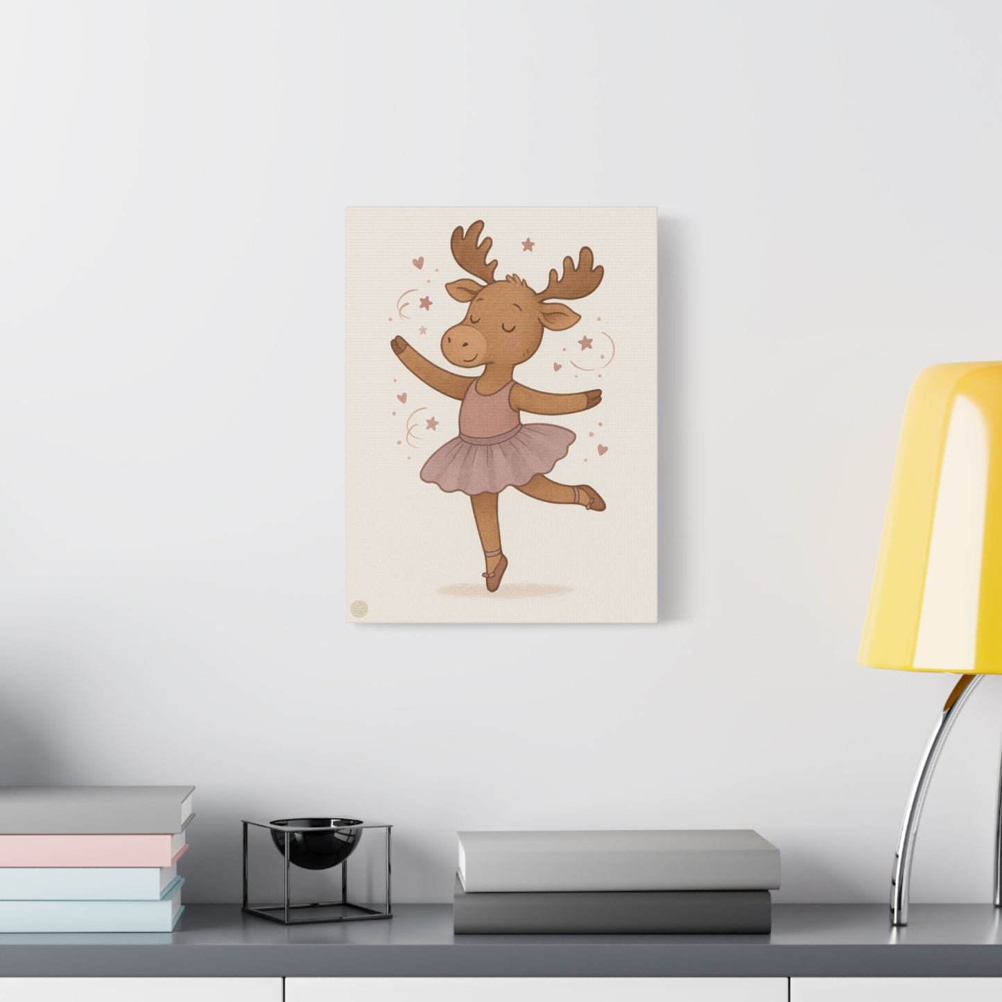Ballet Moose Nursery Canvas Art – Cute Ballerina Animal Wall Decor