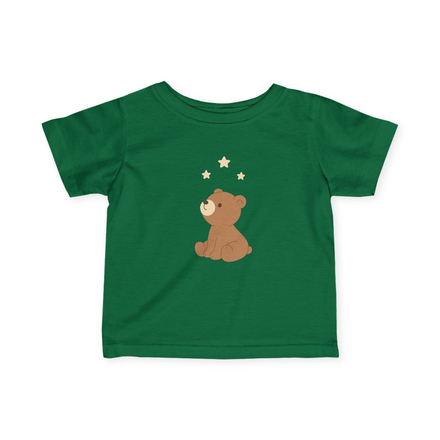 Infant Tee — Cute Sitting Teddy Bear with Stars Baby Shirt