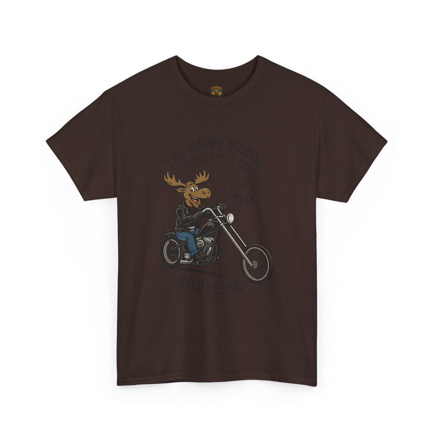 Happy Moose Motorcycle Club Route 66 T-Shirt | Moose Biker Tee