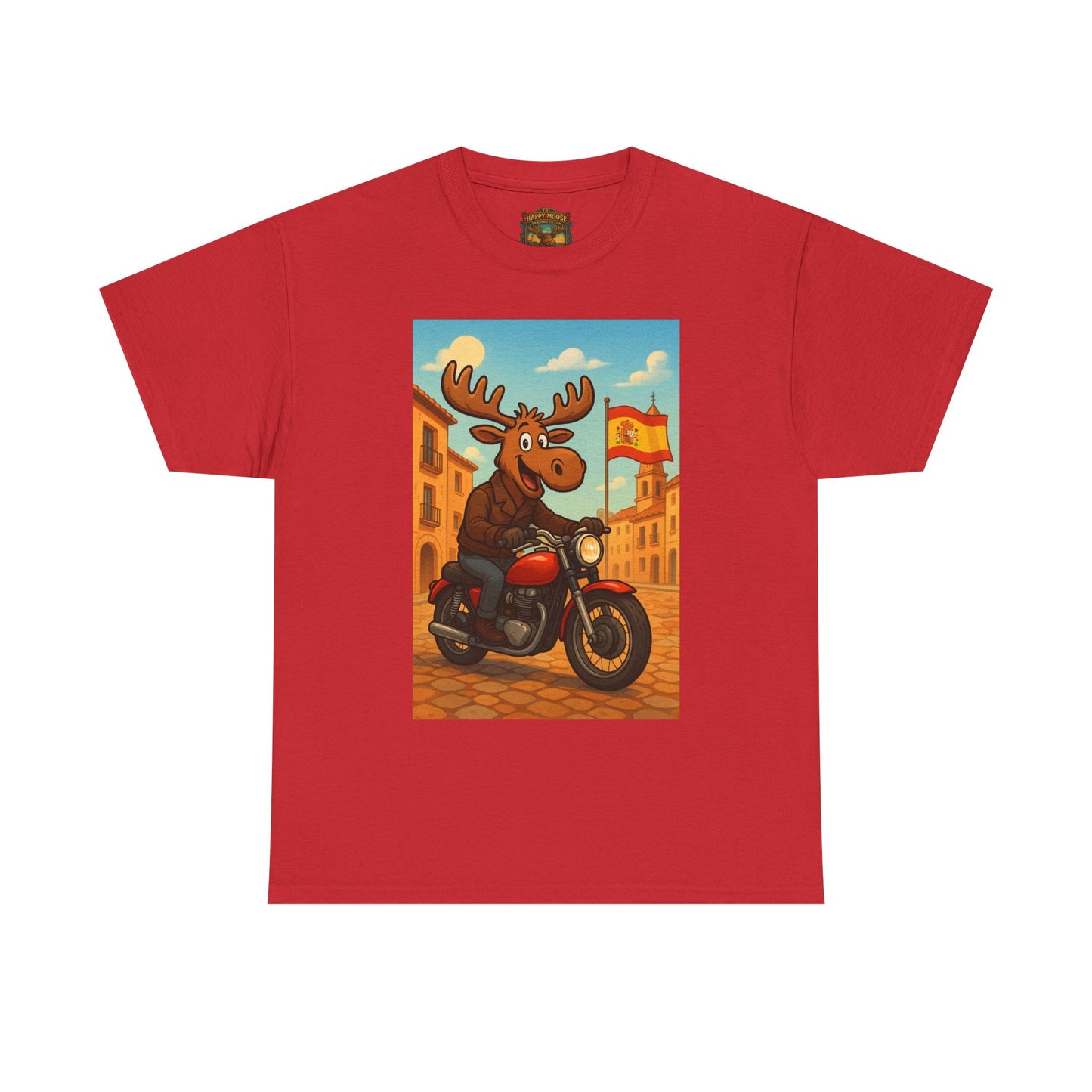 Happy Moose on a Motorcycle T-Shirt | Vintage Biker Animal Tee