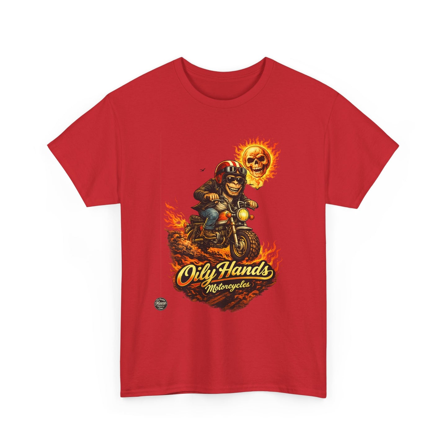 Oily Hands Biker Skull Motorcycle Tee — “Oily Hands” Vintage Ride T-Shirt #002 E