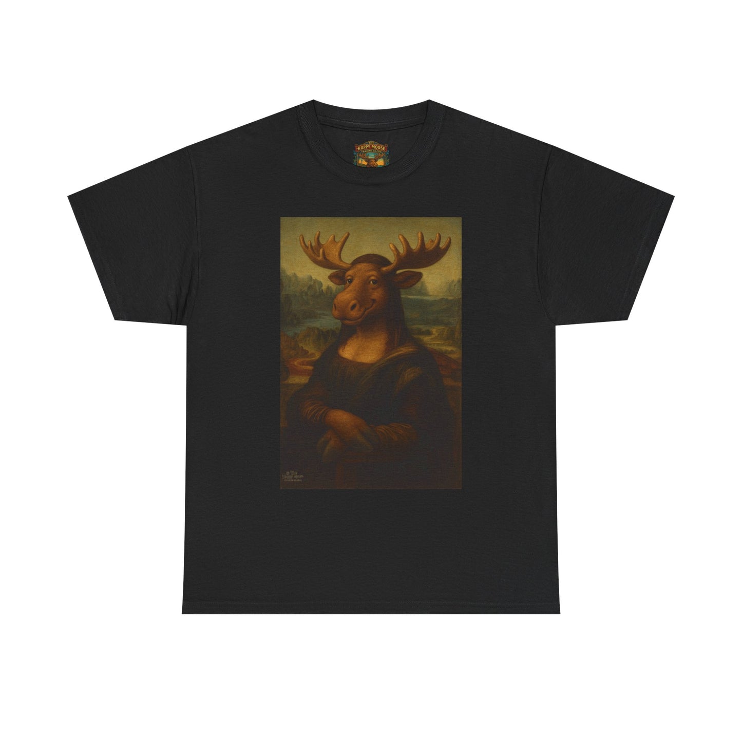 Mona Moose Tee — Funny Renaissance Moose Portrait T‑Shirt
