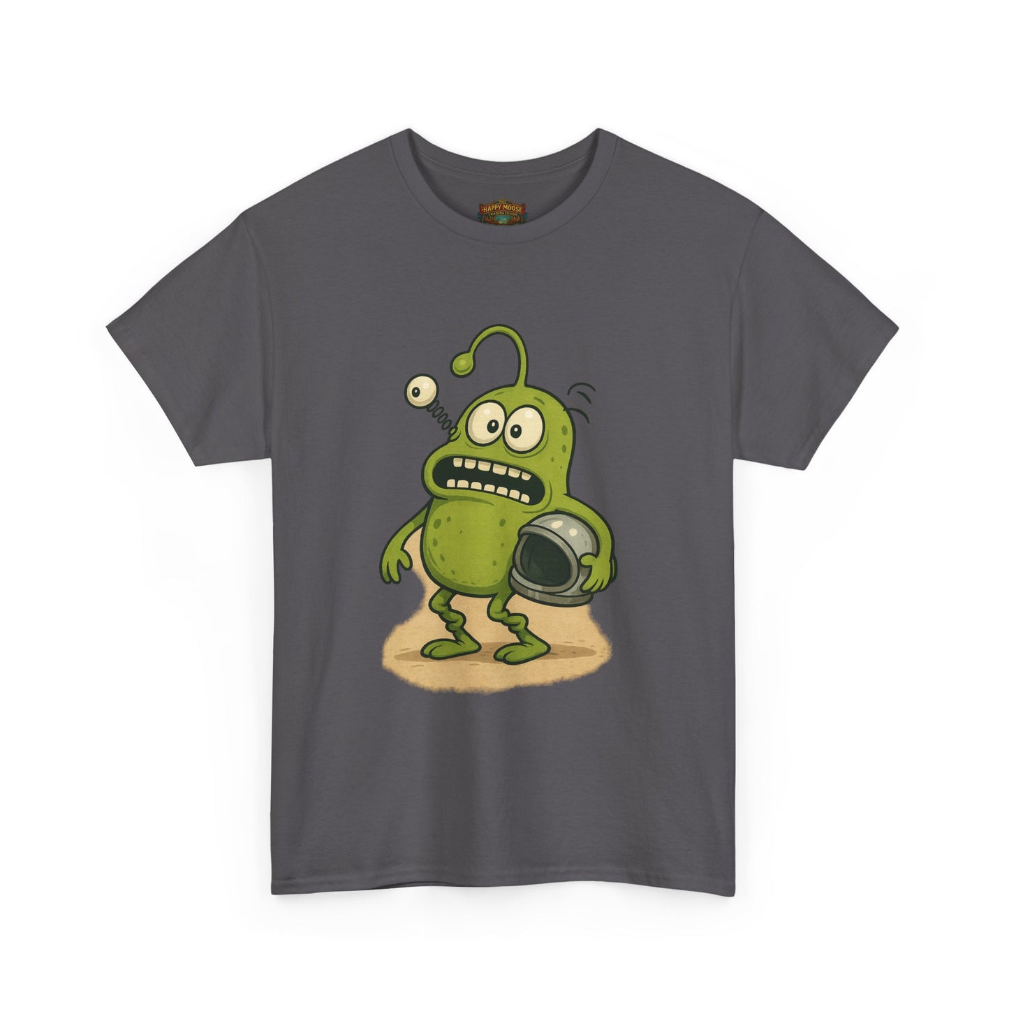 Green Alien Cartoon Tee | Funny Space Monster Illustration