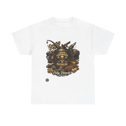 Oily Hands Vintage Motor Oil Tee — Retro Mechanic Garage T-Shirt # 013 E