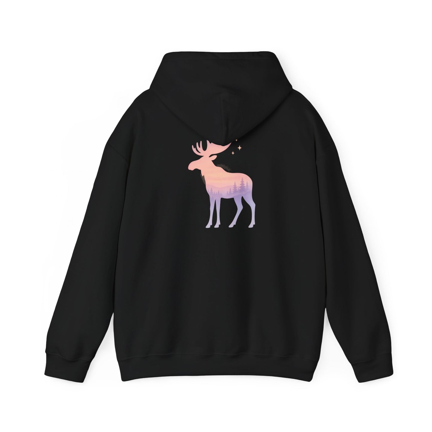 Moose Sunset Hoodie — Pastel Gradient Elk Graphic Pullover