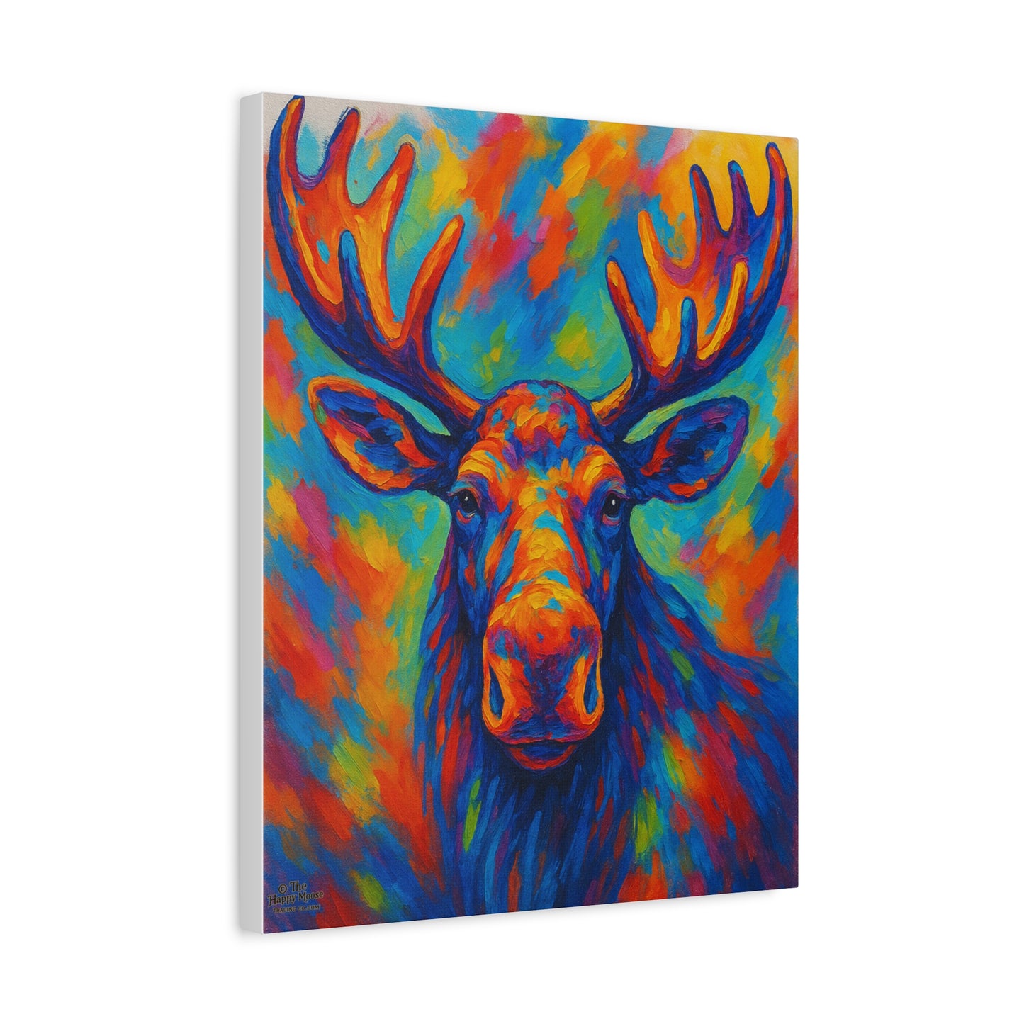 Colorful Moose Canvas Print — Vibrant Stretched Wall Art