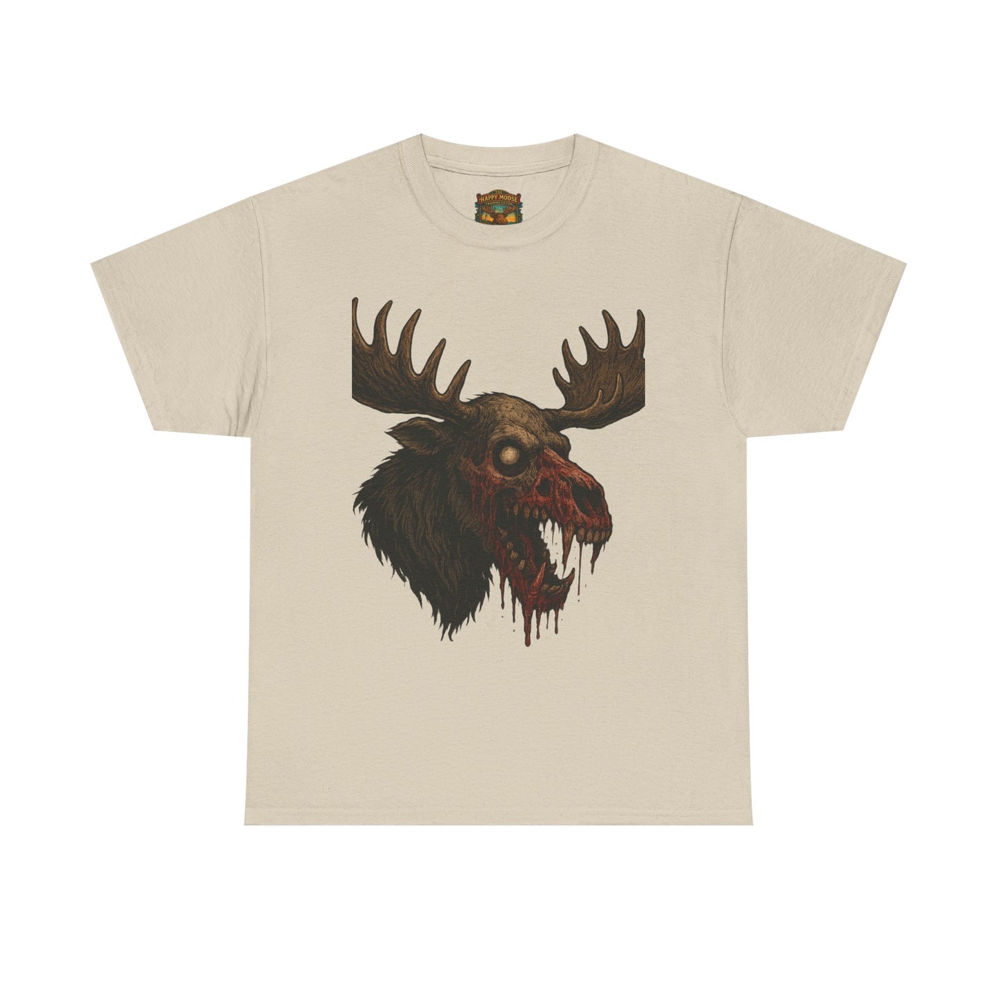 Horror Moose Skull Tee — Creepy Dripping Monster Head Graphic T-Shirt