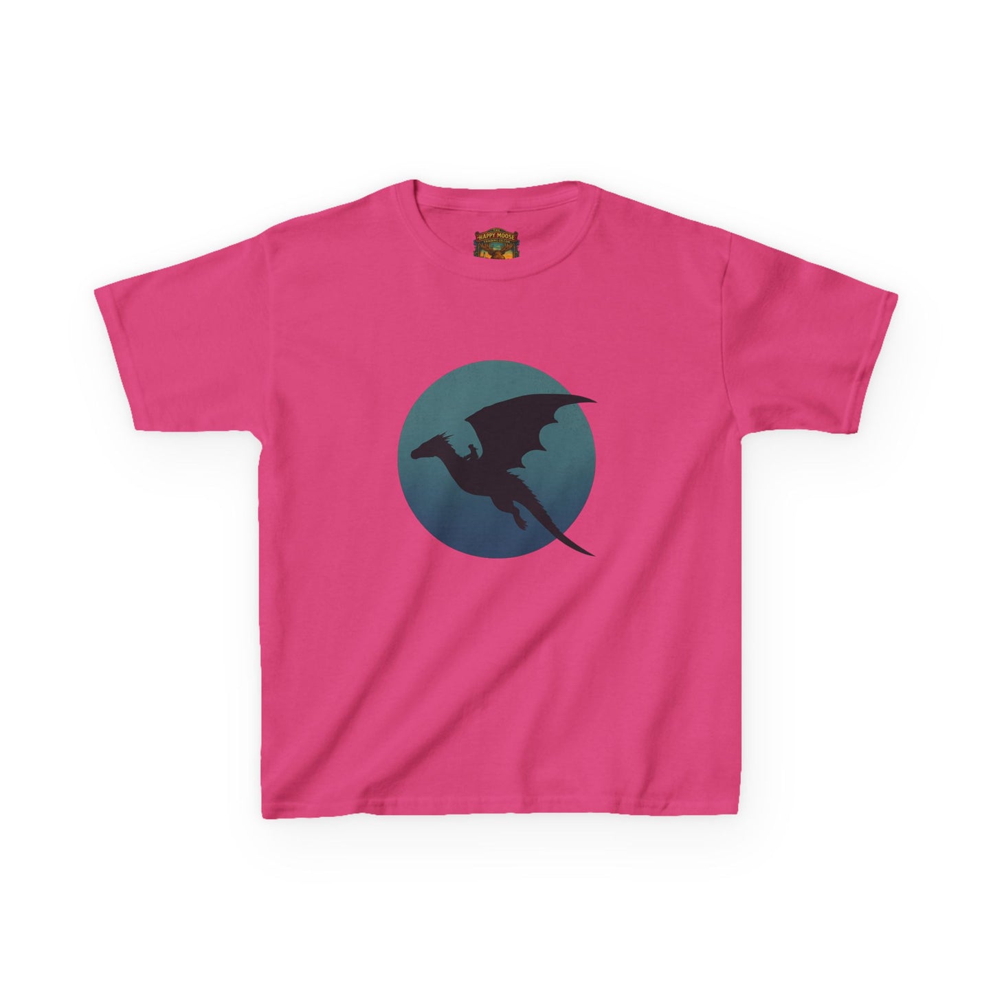 Kids Dragon Silhouette Tee — Fantasy Dragon Circle Graphic Shirt