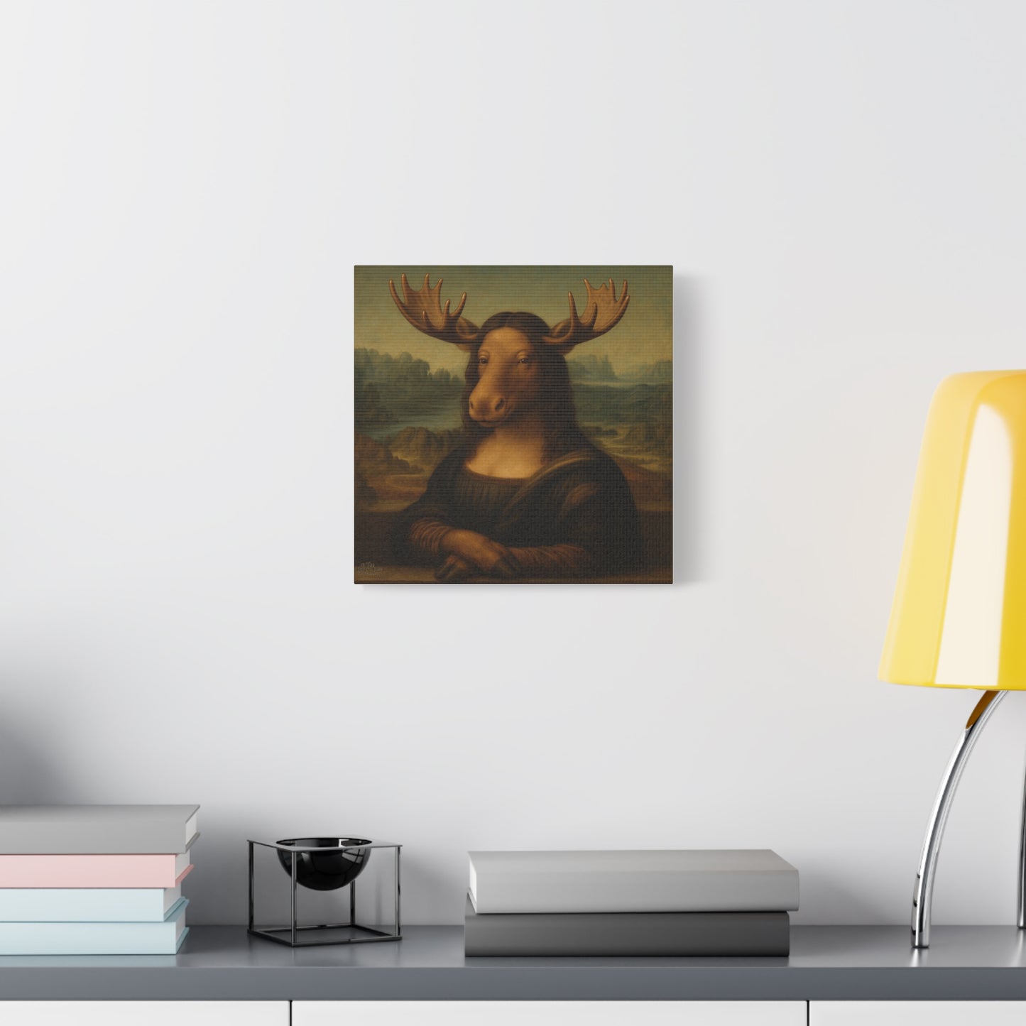 Mona Moose Canvas Print — Whimsical Animal Renaissance Wall Art