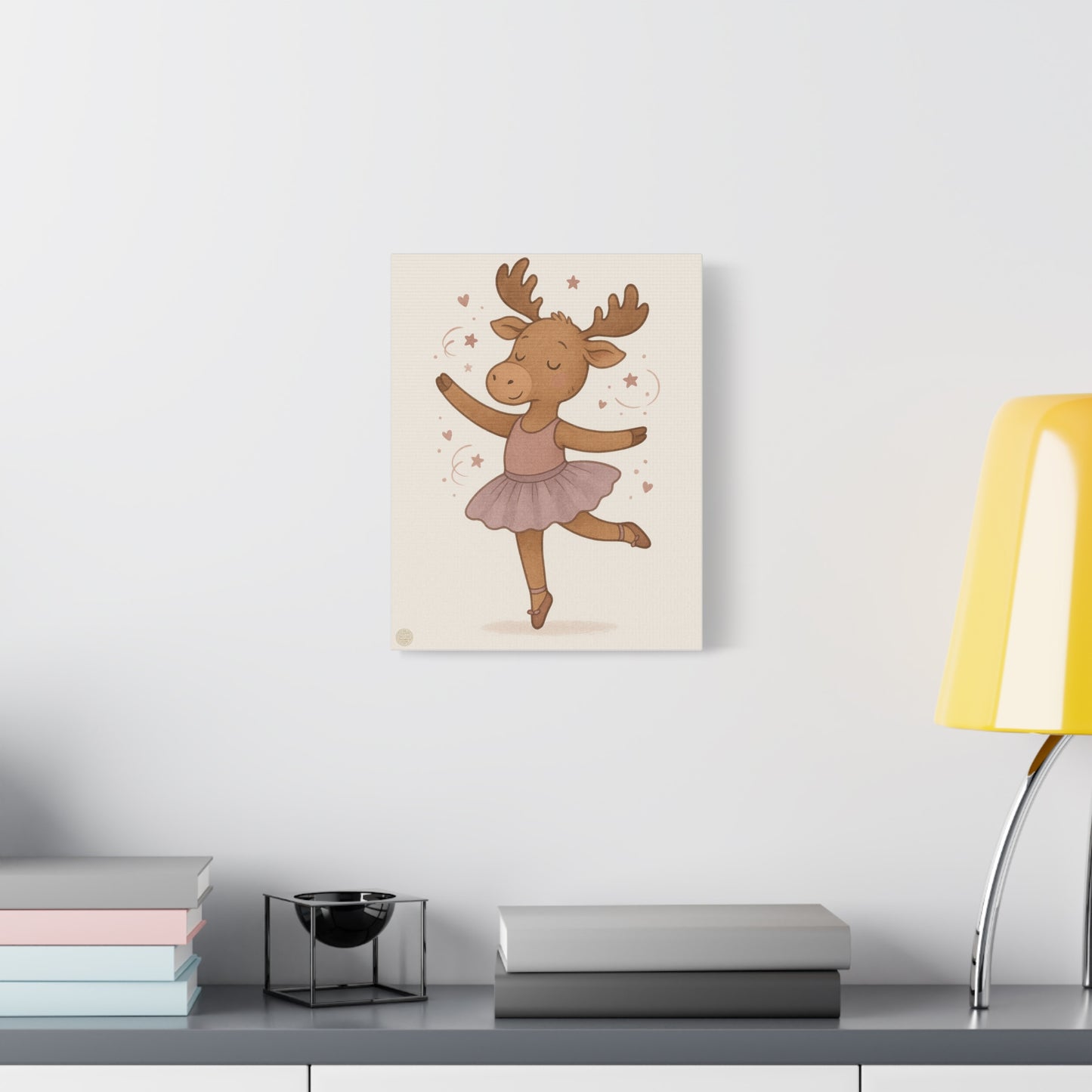Ballet Moose Nursery Canvas Art – Cute Ballerina Animal Wall Decor