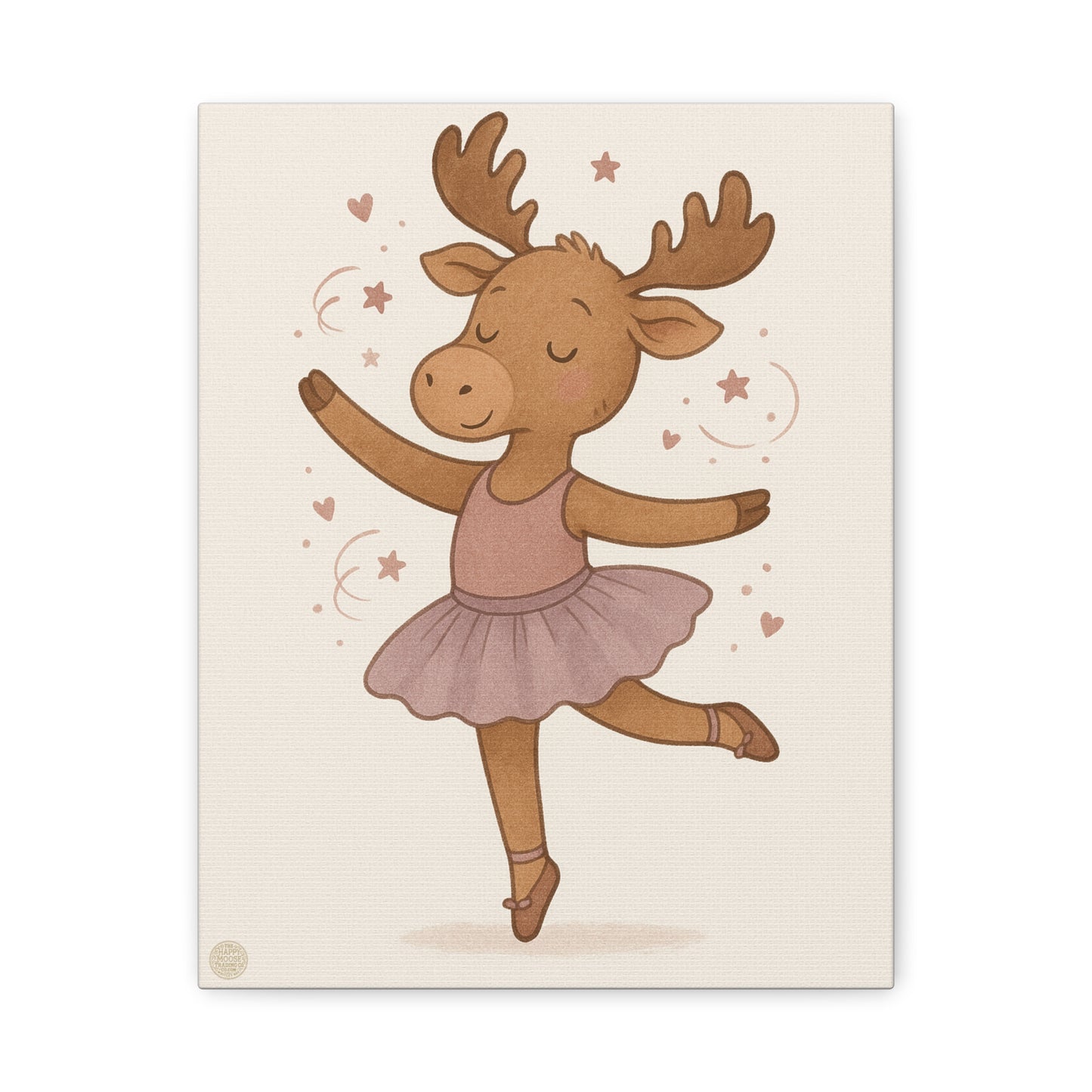 Ballet Moose Nursery Canvas Art – Cute Ballerina Animal Wall Decor