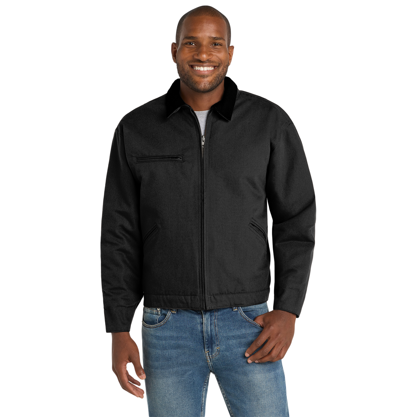 Embroidered Jacket with Green H.M. Crest — Durable Duck Cloth Jacket