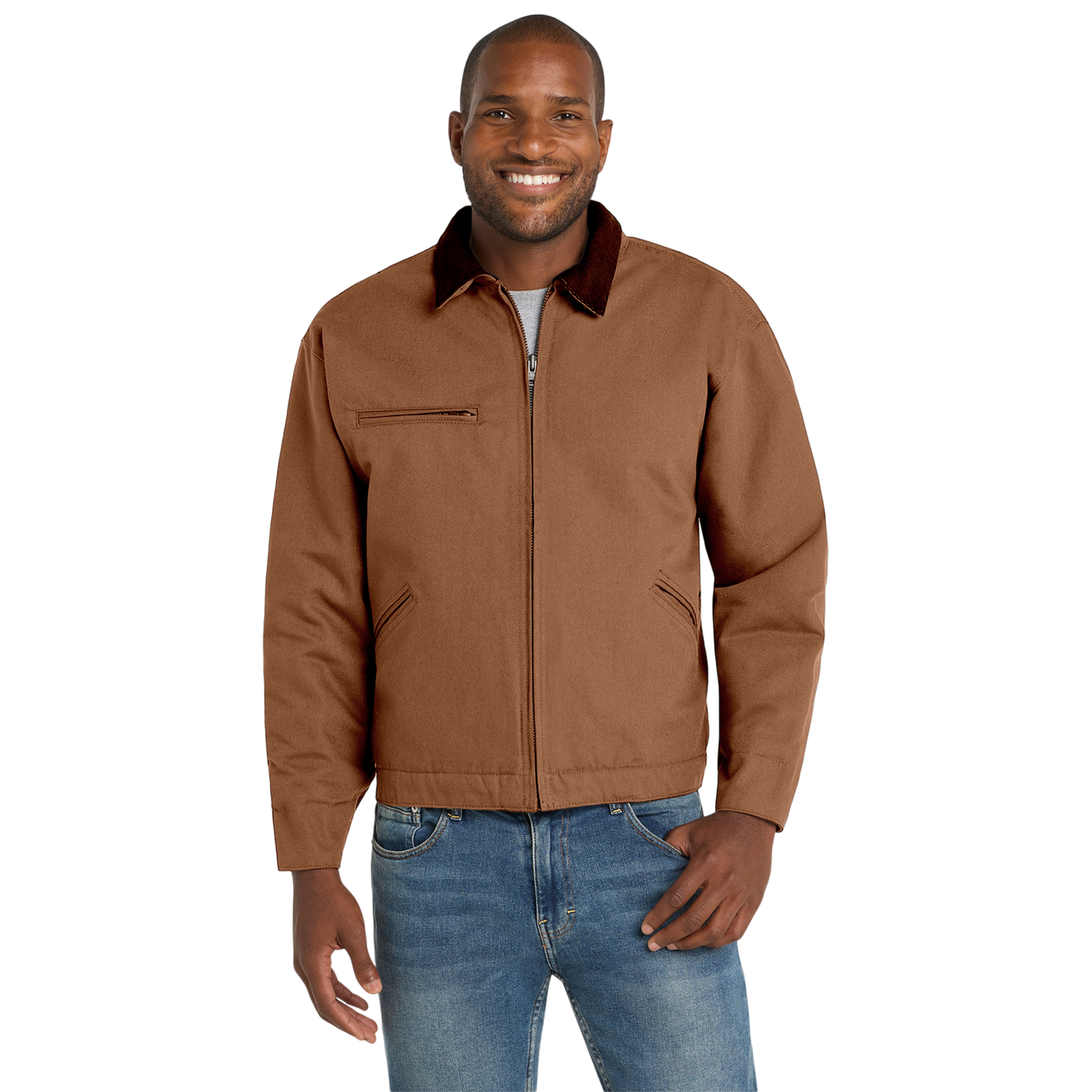 Embroidered Jacket with Green H.M. Crest — Durable Duck Cloth Jacket