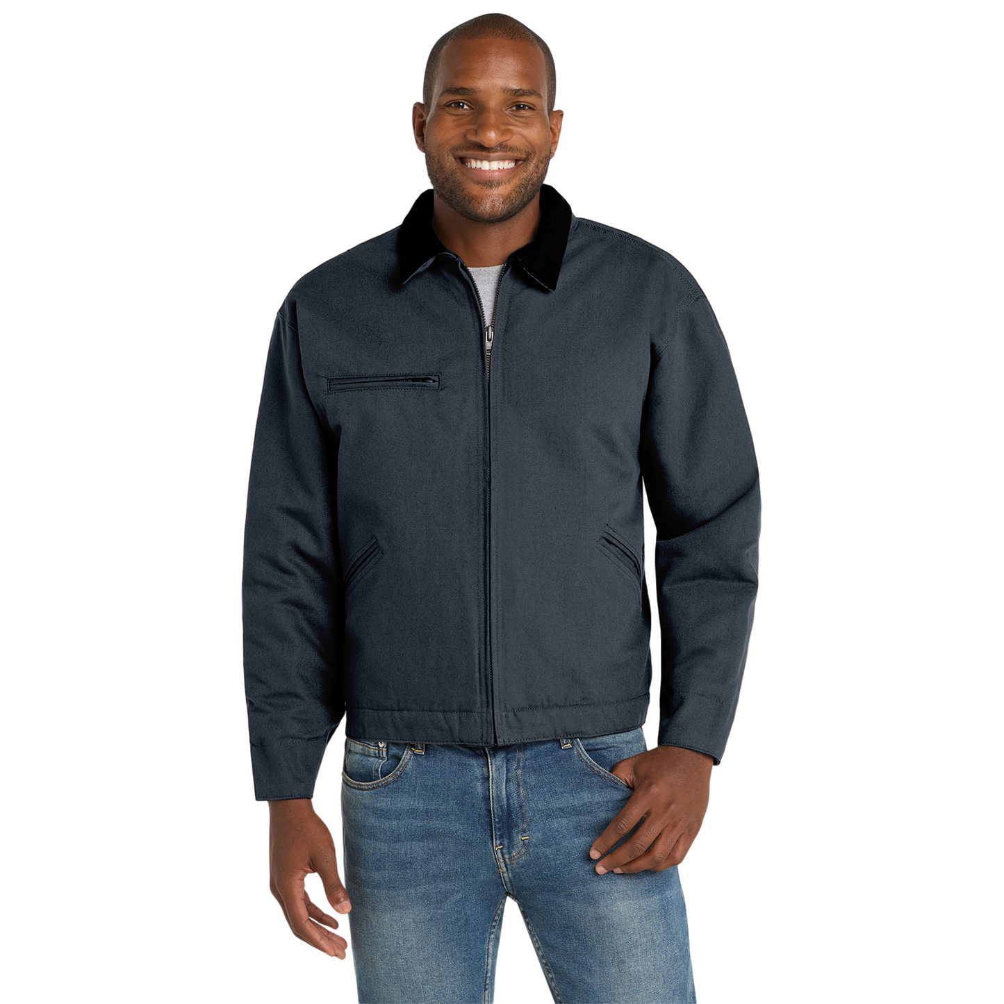 Embroidered Jacket with Green H.M. Crest — Durable Duck Cloth Jacket