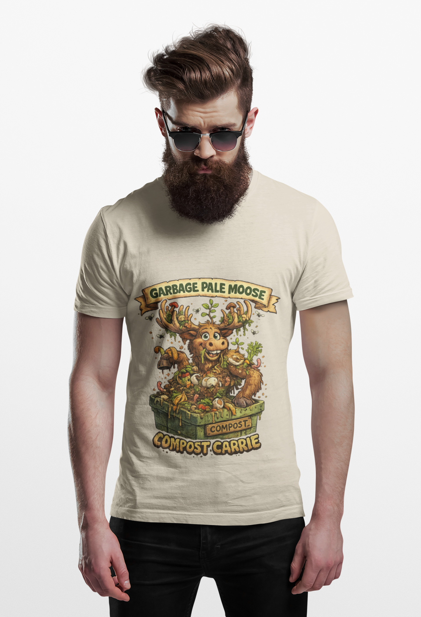 Compost Carrie Garbage Pale Moose Tee —  Eco-Friendly Gardening T-Shirt #G008