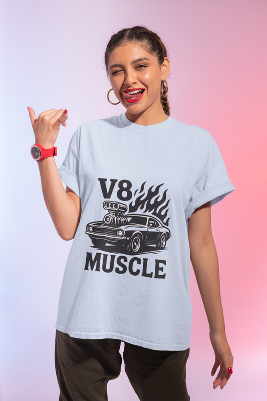 V8 Muscle Car T-Shirt — Retro Hot Rod Graphic Tee for Car Enthusiasts