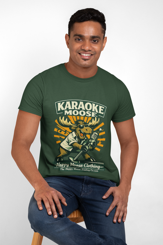 Karaoke Moose T-Shirt — Funny Singing Moose Graphic Tee