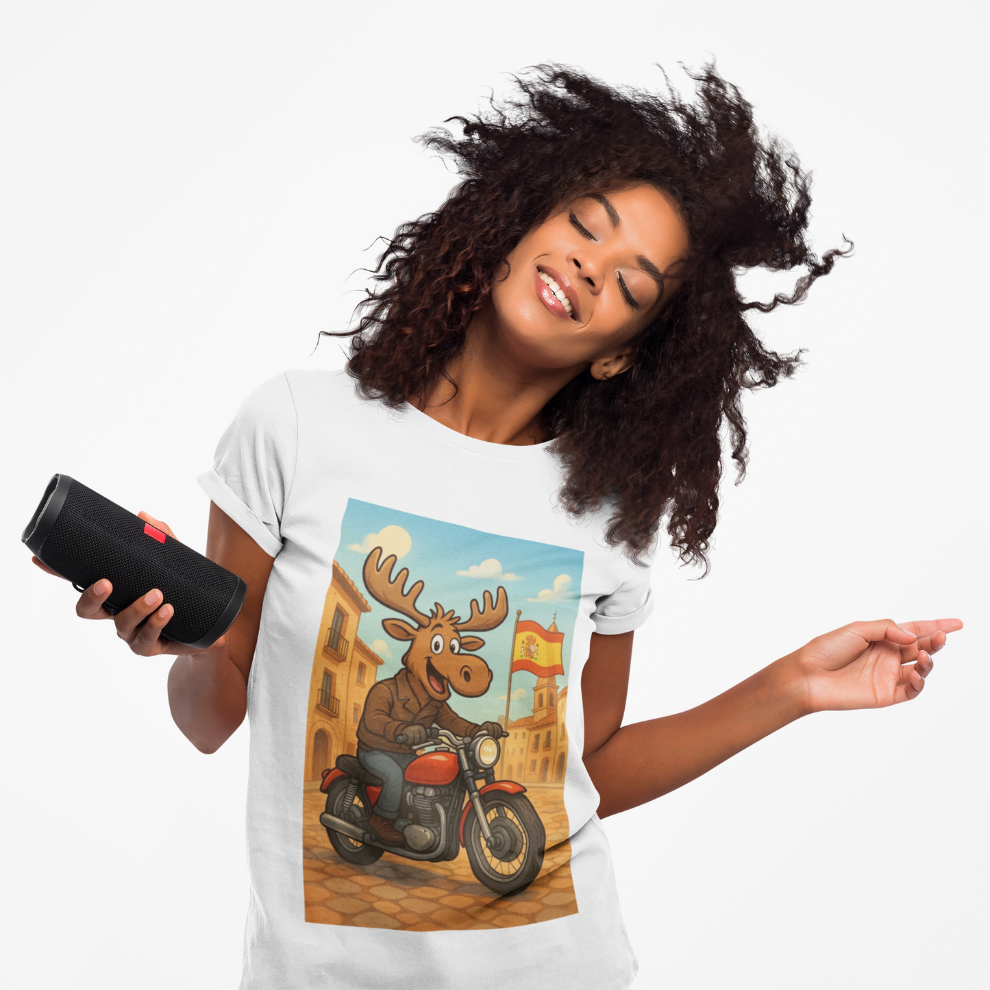 Happy Moose on a Motorcycle T-Shirt | Vintage Biker Animal Tee