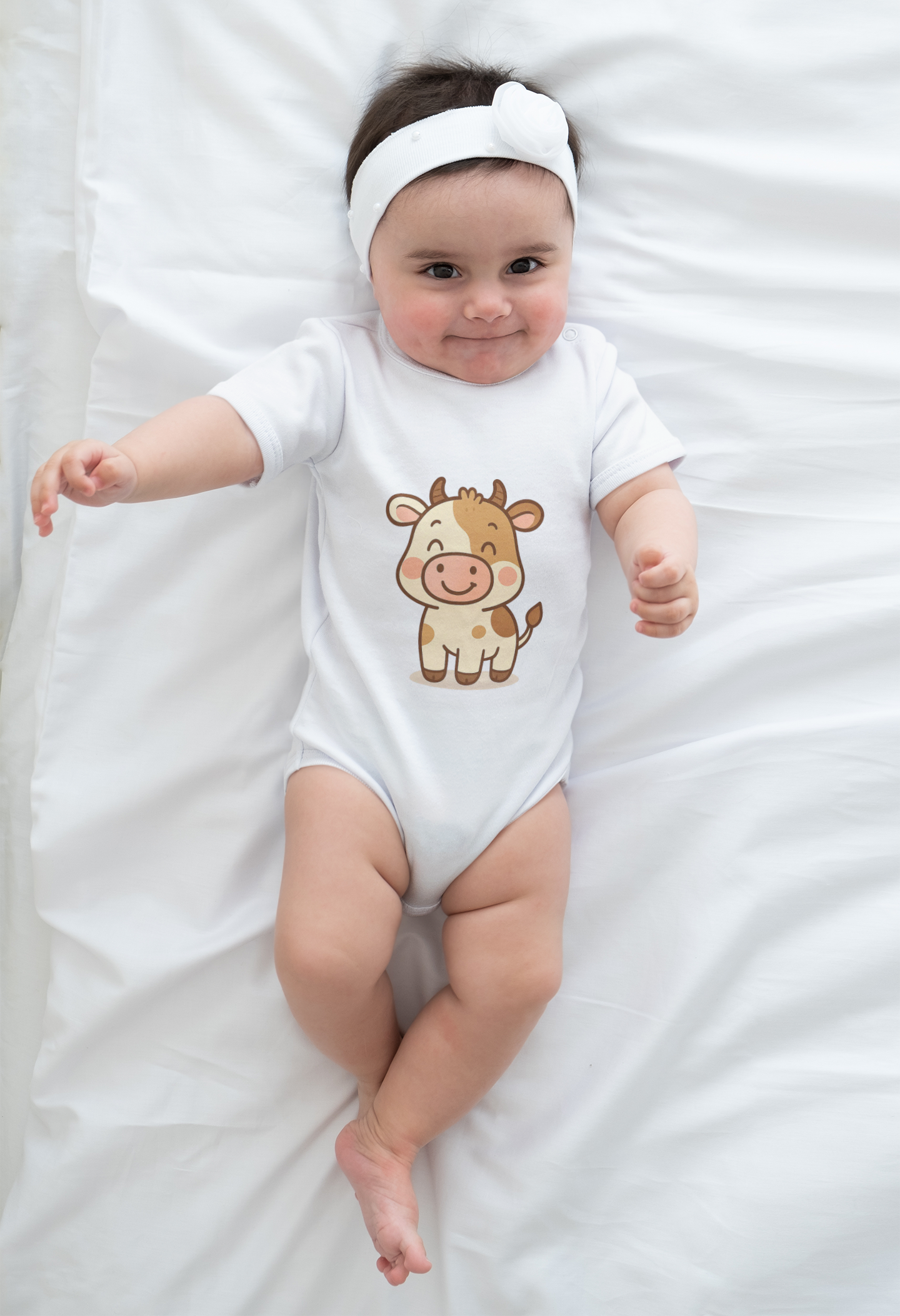 Baby Vest Infant Bodysuit - Adorable Cartoon Cow Adorable