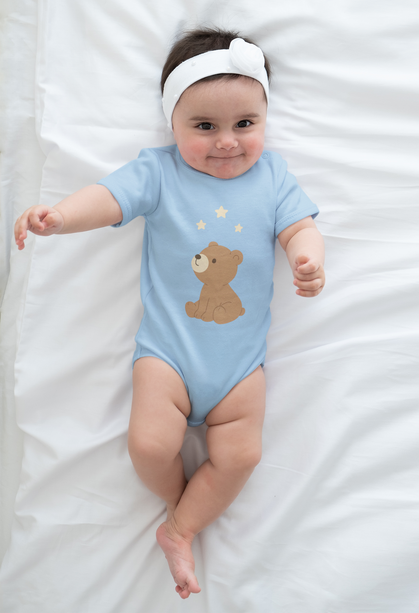 Baby Vest Infant Bodysuit - Cute Teddy Bear Onesie With Stars