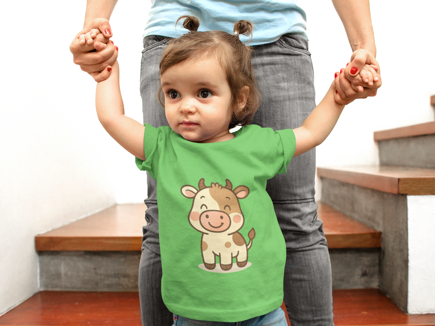 Cute Cartoon Cow Infant Tee - Baby Cow Graphic Shirt
