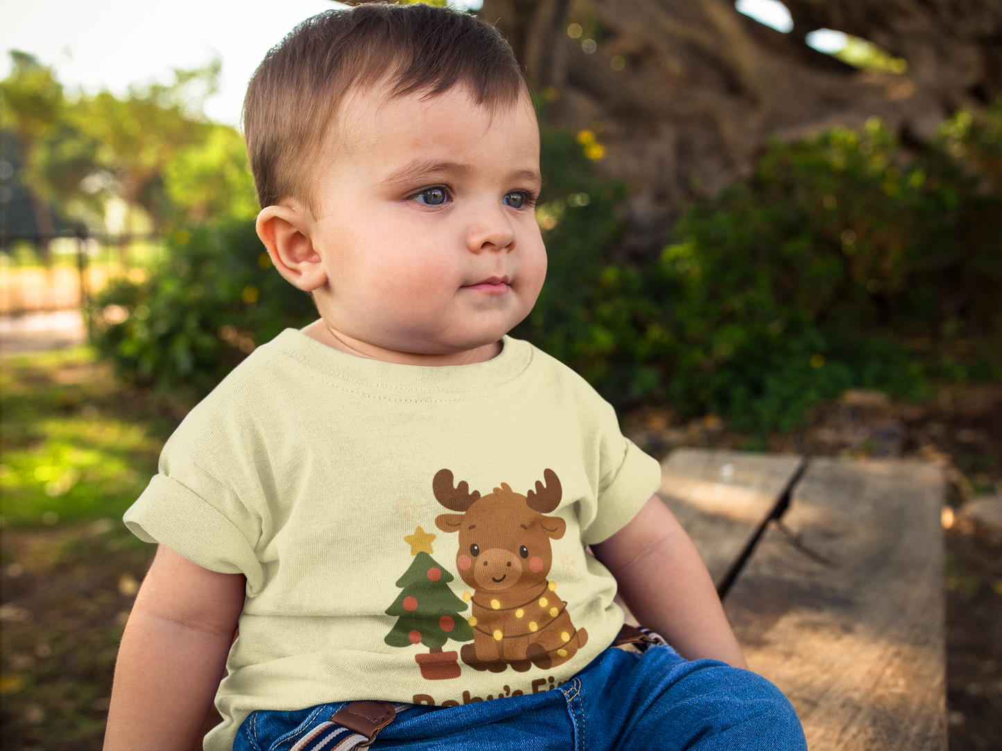 Baby's First Christmas Infant Tee — Cute Reindeer & Tree Holiday Shirt