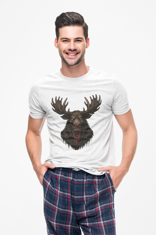 Moose Skull Graphic Tee — Dark Forest Horror Antler Shirt