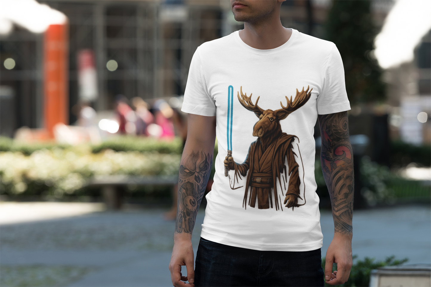 Moose Wars T‑Shirt — Funny Star Wars Inspired Moose with Lightsaber