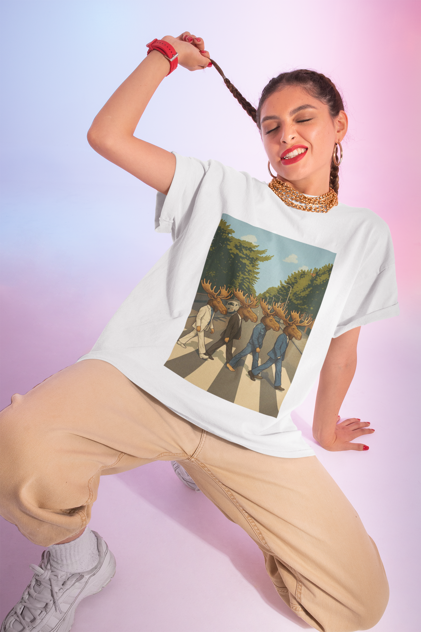 Moose Abbey Road Tee — Retro Parody Band Graphic T-Shirt