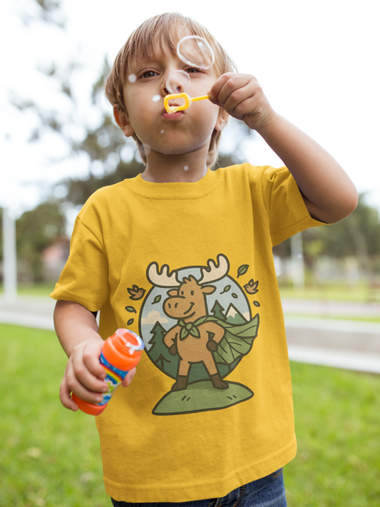 Kids Moose Graphic Tee — Cute Woodland Animal Shirt for Children