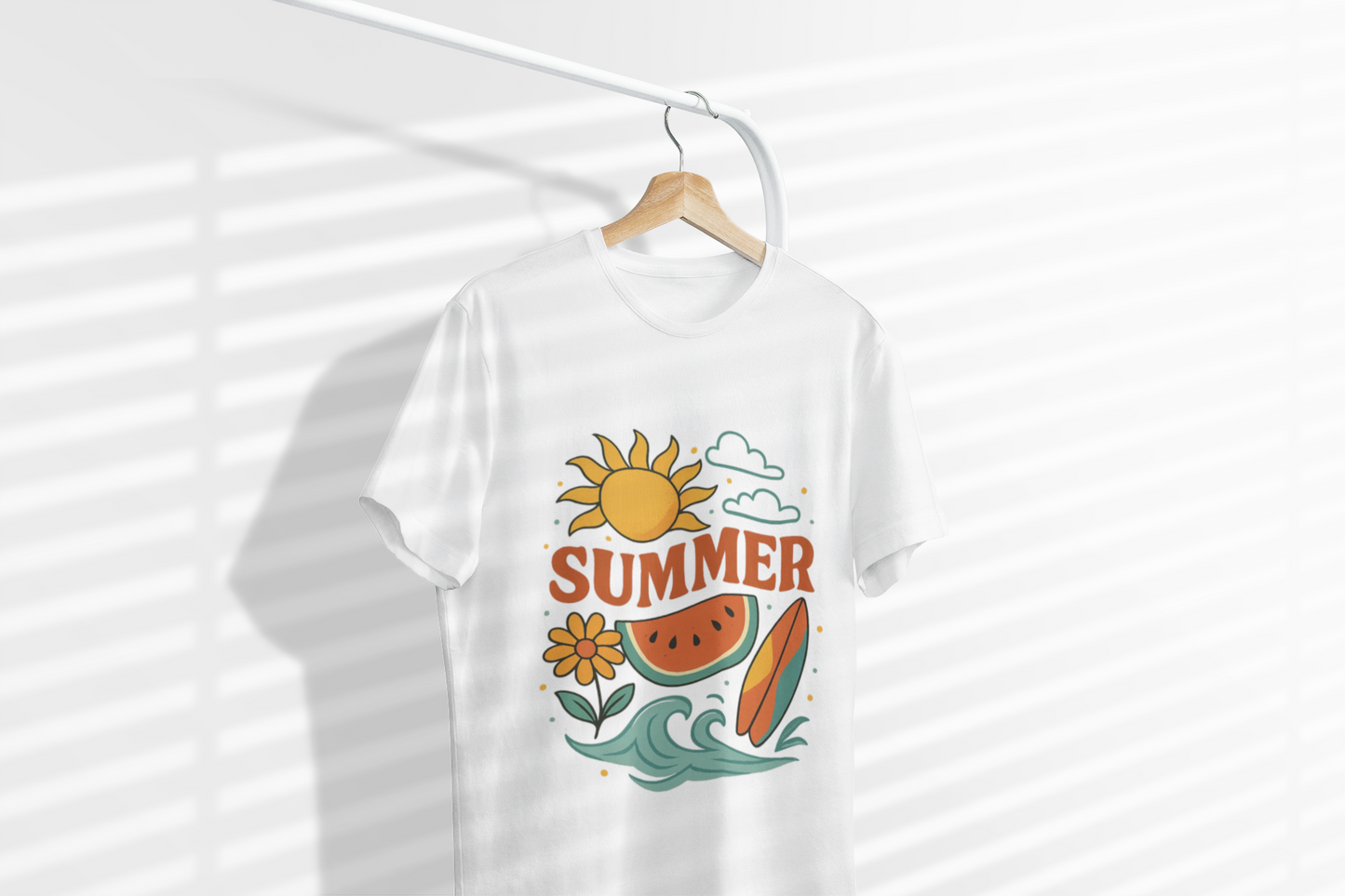 Summer Beach Tee | Surf Waves Palm Tree Graphic