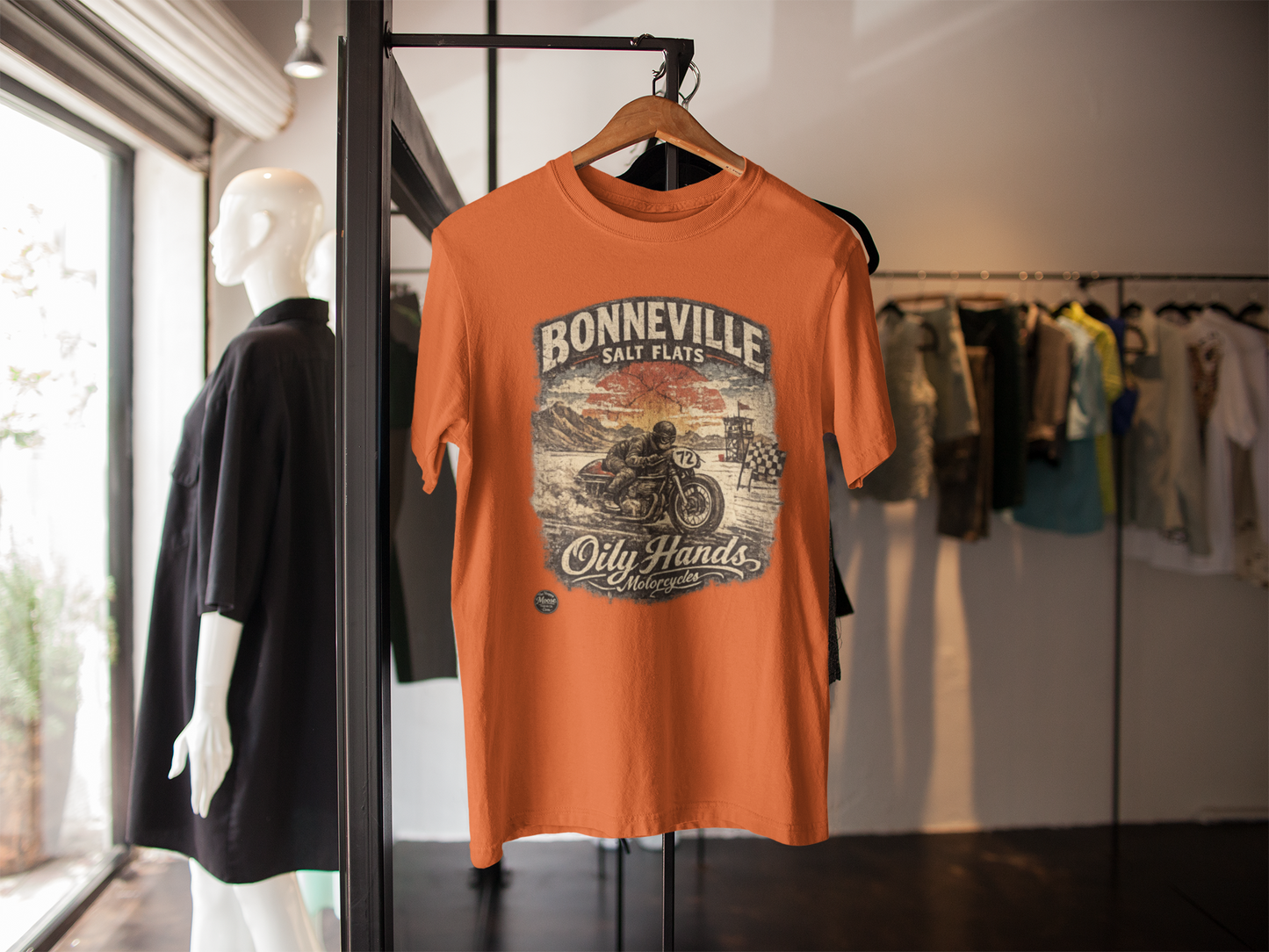 Oily Hands Bonneville Salt Flats Motorcycle Tee — Vintage Racing T-Shirt #006 E