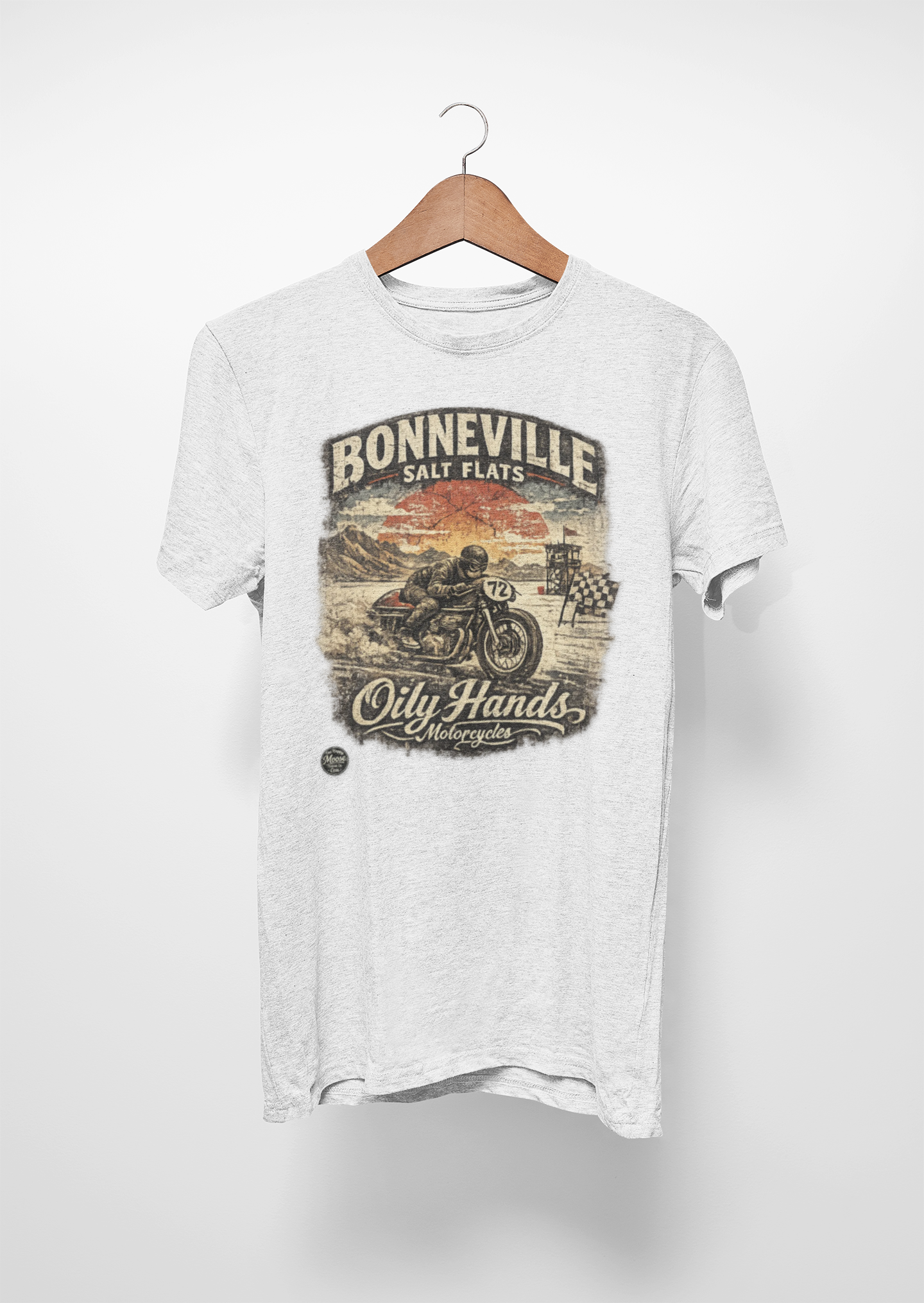 Oily Hands Bonneville Salt Flats Motorcycle Tee — Vintage Racing T-Shirt #006 E