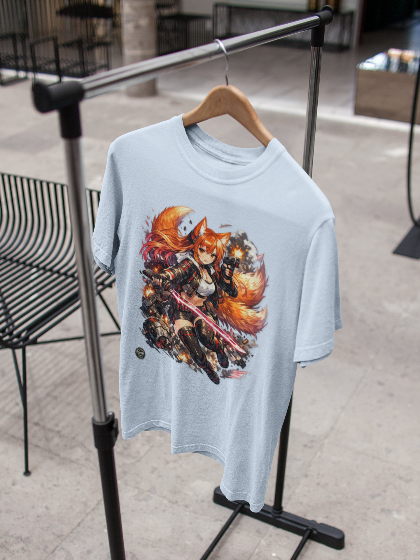 Fox Warrior Anime T-Shirt — Samurai Kitsune Graphic Tee #E004