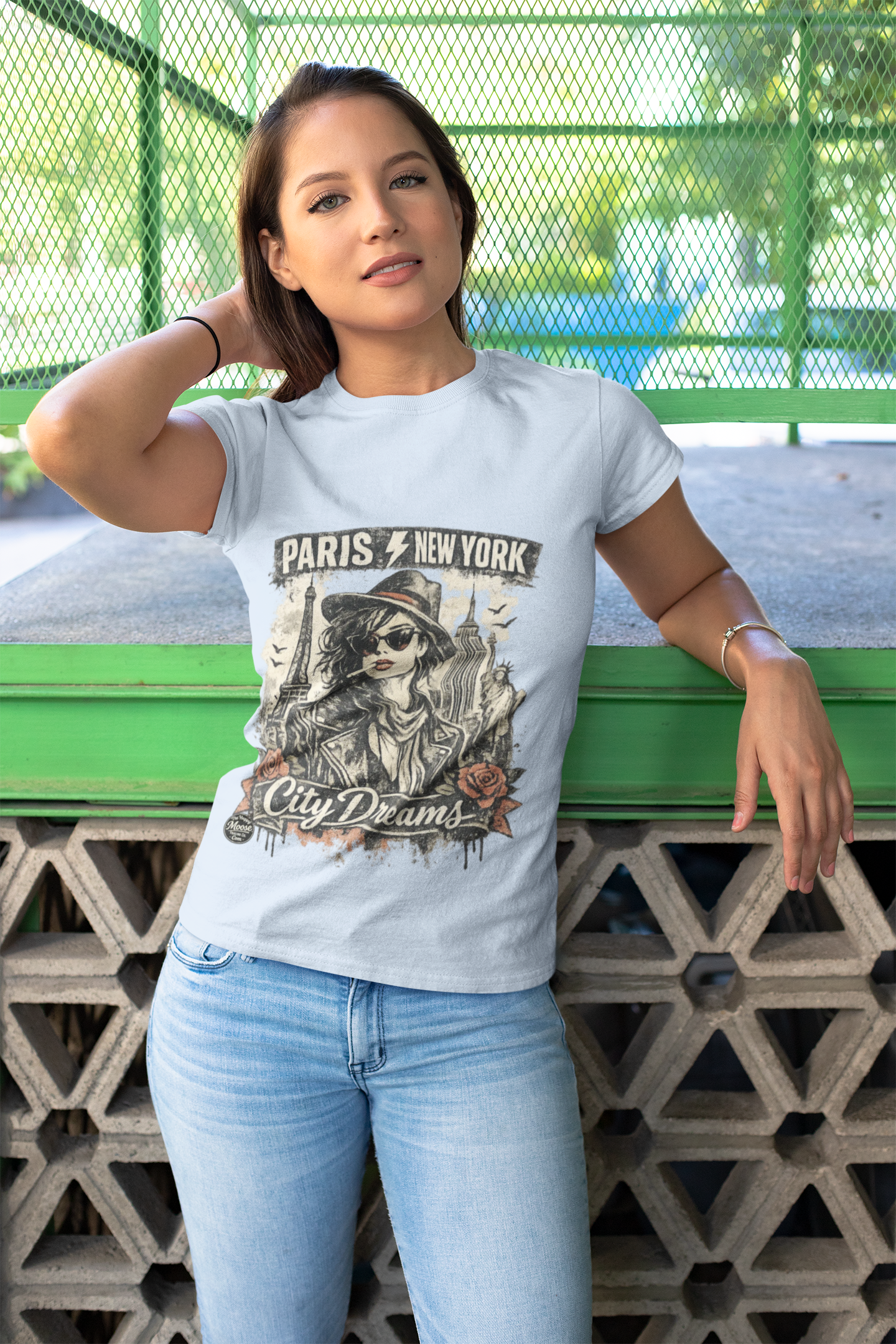 City Dreams Tee — Paris & New York Vintage Traveller Women's T‑Shirt #E