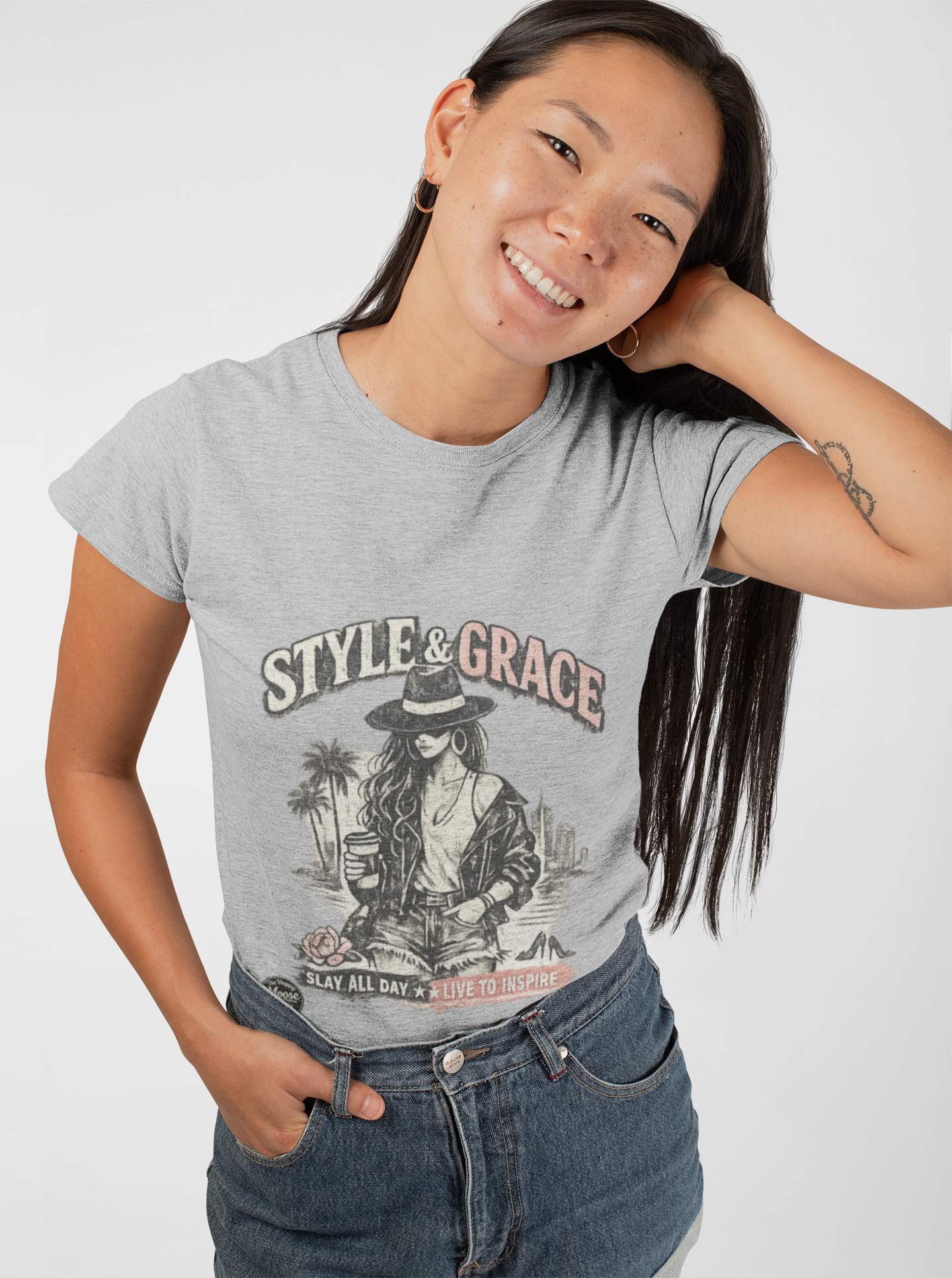 Style & Grace Women's Tee — Retro Western Graphic Shirt ("Play All Day") #E